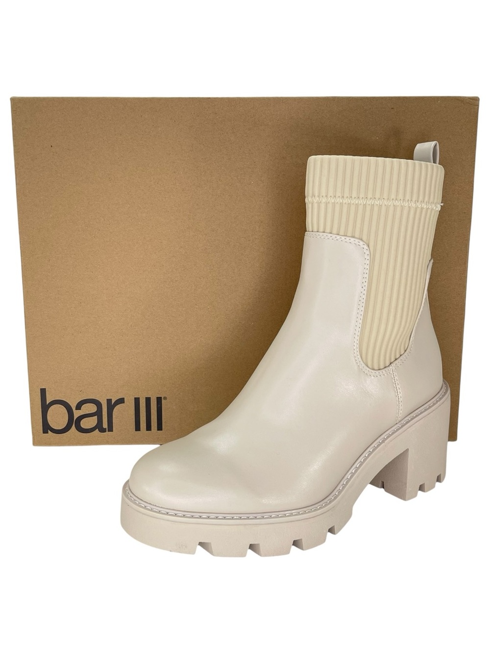 Bar III Versuz Ivory Faux Leather Womens High Too Ankle Boots Size 10M - Picture 13 of 13